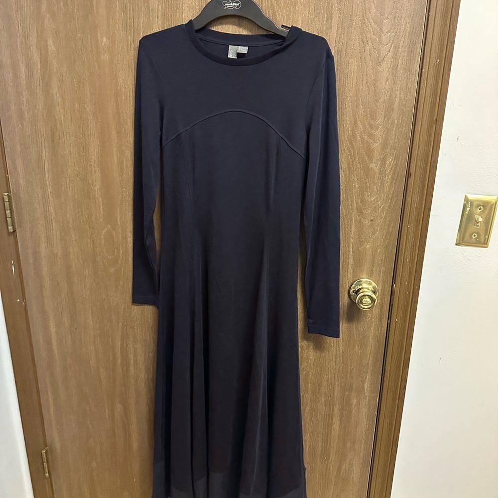 Sweaty Betty London Navy Blue Long Sleeve Midi Dress Athleisure